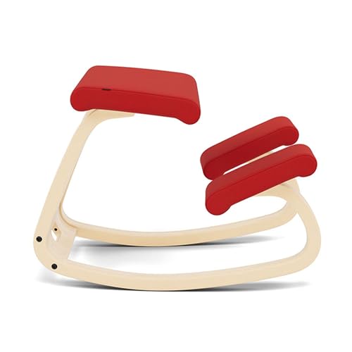 Variable, The Original Kneeling Chair, Ergonomic Chair, Natural/Red, 10 Year Warranty, Design by Peter Opsvik