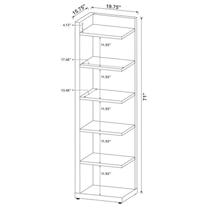 Coaster Home Furnishings - Alder - Engineered Wood - 6-Shelf Tall Corner Bookcase with Leveling Glides, Modern Design, Transitional Style - Living Room and Home Office - 71-Inch - Cappuccino - 800270