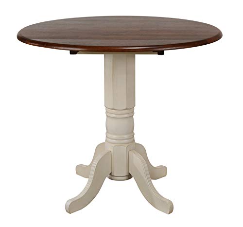 Andrews Pub Table Set, Distressed antique white with chestnut