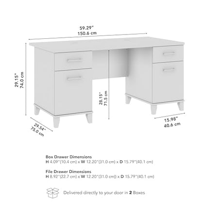 60-Inch Office Desk with Drawers, Computer Desk with File and Box Drawers, Home Office Workstation with Storage Cabinet, Writing Desk Furniture, Somerset Collection, Storm Gray