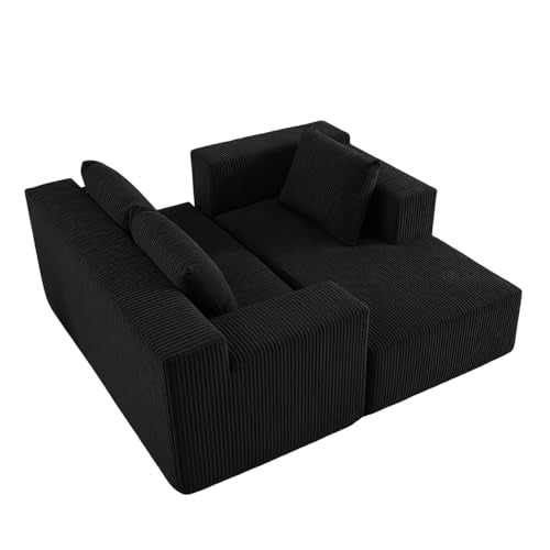 103” Modular Sectional Sofa - L Shaped Upholstered Cloud Couch, Free Combination Deep Seat Corner Sofa, Sectional Couches for Living Room, Modern Minimalist Couch, Black