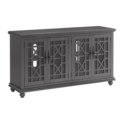 Elegant Gray Wood TV Stand for 50", 55", 60", 65" TVs, Entertainment Center with Doors, Adjustable Shelves, Storage, Media Console, Sideboard, Hallway Accent Chest 63" W x 18" D x 35" H