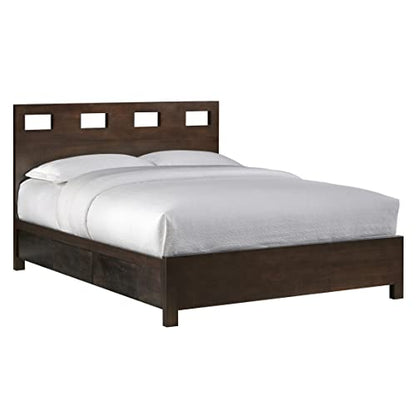 Solid Wood 2-Side Storage Bed, California King, Riva - Chocolate Brown