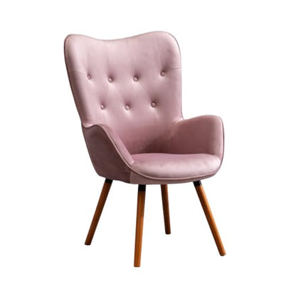 Doarnin Contemporary Silky Velvet Tufted Button Back Accent Chair, Mauve