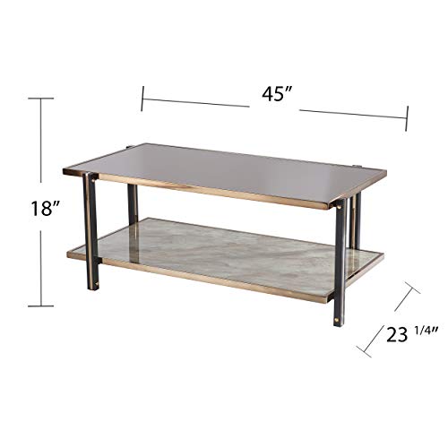 Thornsett Cocktail Table with Mirrored Top - Transitional Design, Champagne Glass and Wood - Ideal for Living Room, Family Room (CK1131200)