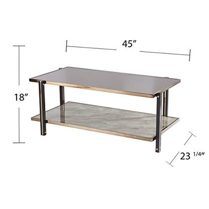 Thornsett Cocktail Table with Mirrored Top - Transitional Design, Champagne Glass and Wood - Ideal for Living Room, Family Room (CK1131200)