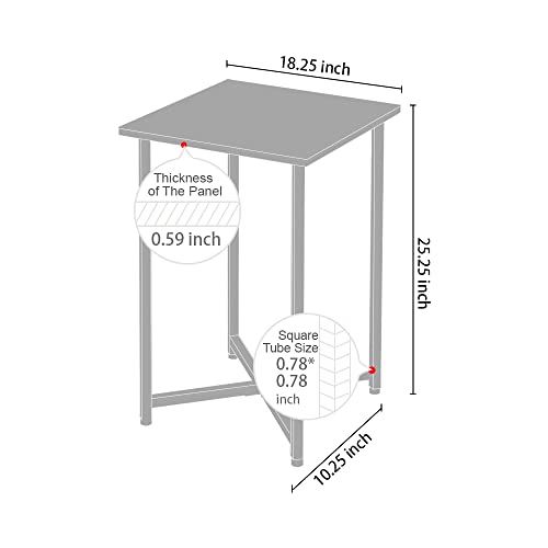 Square End Table, Small Narrow Side Table, Modern Accent White Nightstand with Metal Frame for Living Room, Bedroom, Corners, Bathroom and Office
