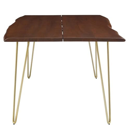 Ardor Dining Table 74 Inch Live Edge Acacia Wood Gold Walnut Finish Modern Kitchen Room Entertaining Home Furniture Quality Stylish Elegant Durable Refined Versatile