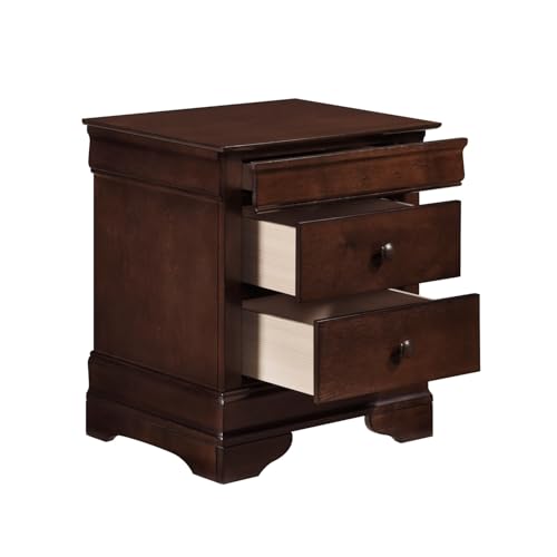 1pc Nightstand with Drawers Brown Cherry Finish Wood Bedroom Furniture
