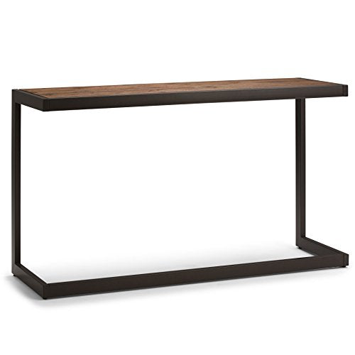 Erina SOLID ACACIA WOOD and Metal 52 inch Wide Industrial Console Sofa Table in Rustic Natural Aged Brown for the Living room Entryway and Bedroom