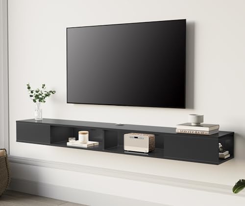 70 inch Floating Entertainment Center, Black, view 2