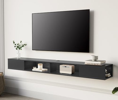 70 inch Floating Entertainment Center, Black, view 2