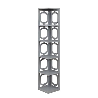 Omega 5 Tier Corner Bookcase, Gray