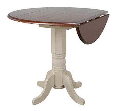Andrews Pub Table Set, Distressed antique white with chestnut