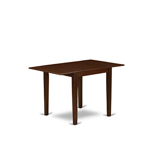 NDIP5-MAH-C 5 Piece Dining Table Set Includes a Rectangle Kitchen Table with Dropleaf and 4 Linen Fabric Upholstered Chairs, 30x48 Inch, Mahogany