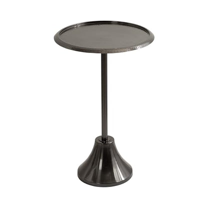 Sanzo Modern Pedestal Side Table, 15 x 15 x 24, Gray Gunmetal, Decorative End Table with Hammered Tabletop for Use as a Bedroom Nightstand or Living Room Accent Table