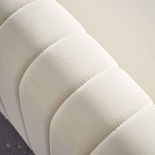 Chesterfield Velvet Sofa Upholstered Couch with Removable Cushions and Gold Metal Legs, for Living Room Office Apartment (Beige)