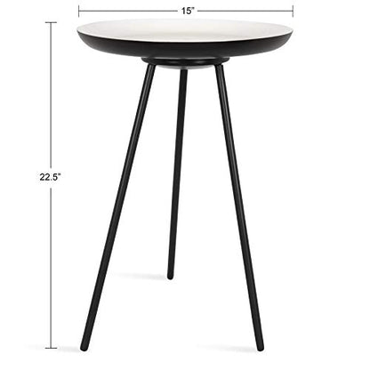 Laranya Modern Side Table, 15" x 15" x 22.5", White and Black, Excellent Sofa End Table and Decorative Accent
