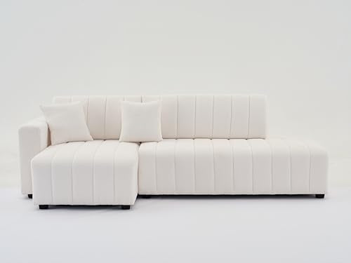 Plush L Shaped Tufted Corner Sofa with Decorative Pillows