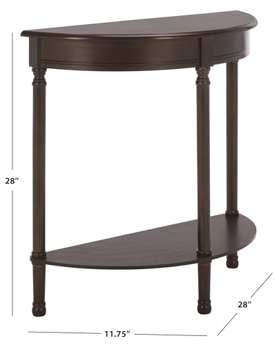 SAFAVIEH Furniture - Tinsley Half-Round Console Table - Dark Chocolate - Solid Wood - Farmhouse Demilune Design - Ideal for Entryway, Hallway, Living Room, 28" W x 11.75" D x 28" H (CNS5723D)