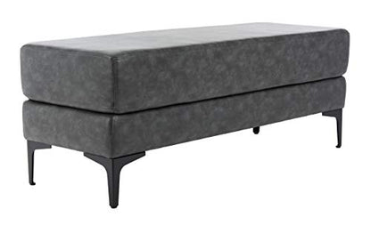 Safavieh Home Elise 48-inch Grey Faux Leather and Black Rectangular Bench
