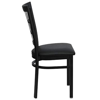 Hercules Series Window Back Metal Restaurant Chair, Modern Upholstered Armless Dining Chair for Restaurants and Kitchens, Black