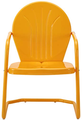Griffith 3-Piece Outdoor Chair and Side Table Set, Retro Metal Bistro Patio Sets for Porch, Tangerine