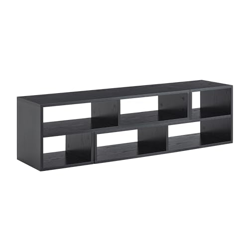 Modular TV Stand with Open Storage, Adjustable Media Console, Black, view 4