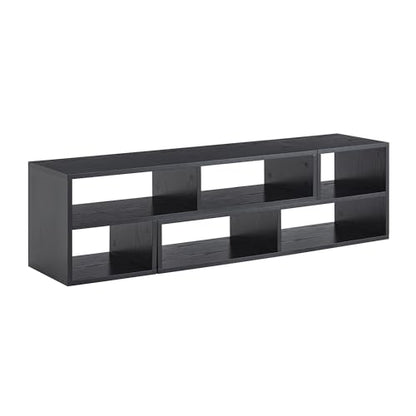 Modular TV Stand with Open Storage, Adjustable Media Console, Black, view 4