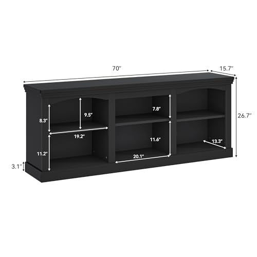 70 Inch Farmhouse TV Stand with Storage for 75/80 Inch TVs, Black, view 3