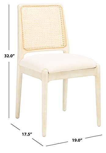 SAFAVIEH Home Collection Reinhardt White Rattan Cushion Dining Chair (Set of 2) -Fully Assembled DCH8800B-SET2