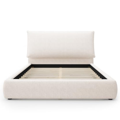 Chenille Upholstered Platform Bed with Oversized Pillow Headboard, view 5