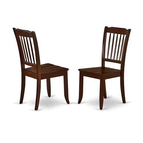 DAC-MAH-W Danbury Dining Room Chairs - Slat Back Solid Wood Seat Chairs, Set of 2, Mahogany