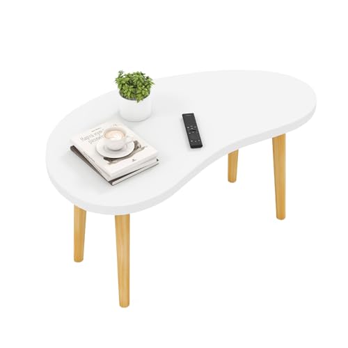 Mango Coffee Table Low Table with 4 Solid Wood Sturdy Legs,Floor Table Desk for Sitting on The Floor,19.7"D x 31.5"W x 16"H Inches,Living Room/Toy room Furniture,Rental house Furniture(White)