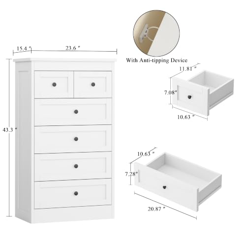 Tall 6 Drawer Dresser for Bedroom, view 3