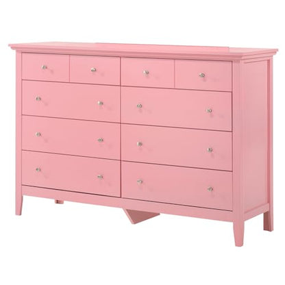 Furniture 10 Drawer Pink Dresser - Bedroom Storage - 39" x 18" x 58"