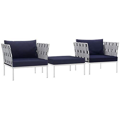 Harmony Outdoor Patio Sectional Sofa Furniture Set | All-Weather Waterproof | Machine Washable Cushions | Tempered Glass Top Tables