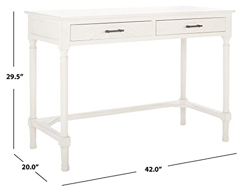 SAFAVIEH Home Collection Mckinlee Distressed White 2-Drawer Computer Table Office Desk Table