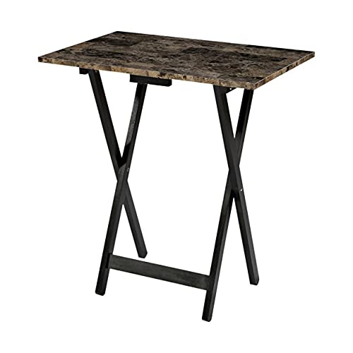 Home Decor Tray Table Set, Faux Marble, Brown