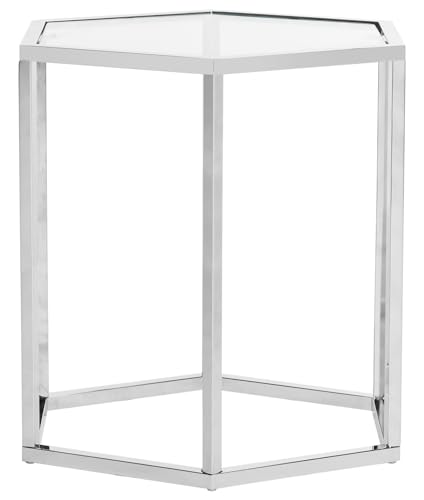 Safavieh Home Teagan Chrome Glass Top Hexagon End Table