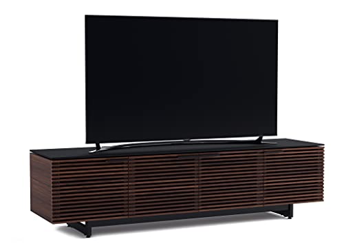 Corridor 8173-79.25'' TV Stand for TVs up to 85" with Soundbar Shelf, Adjustable Shelves, Cable Management, Ventilation, Tempered Glass Top, Chocolate Stained Walnut
