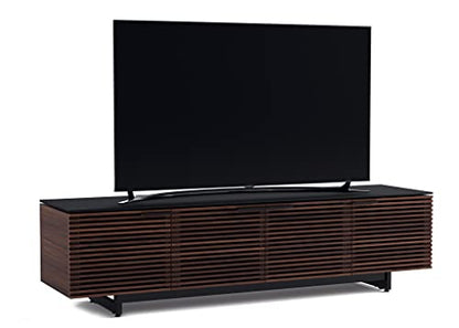 Corridor 8173-79.25'' TV Stand for TVs up to 85" with Soundbar Shelf, Adjustable Shelves, Cable Management, Ventilation, Tempered Glass Top, Chocolate Stained Walnut