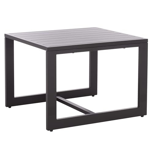 SAFAVIEH Outdoor Patio Furniture Collection – Fash Black & Taupe Cushion 3-Piece Living Set, Modern Outdoor Chairs & Slatted Square Table (PAT7552A)