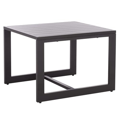 SAFAVIEH Outdoor Patio Furniture Collection – Fash Black & Taupe Cushion 3-Piece Living Set, Modern Outdoor Chairs & Slatted Square Table (PAT7552A)