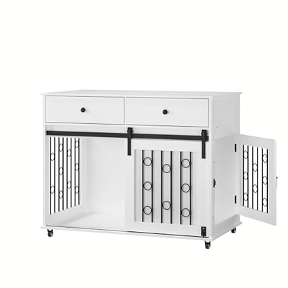 Modern Wooden Dog Crate Furniture with Sliding Barn Door, view 8