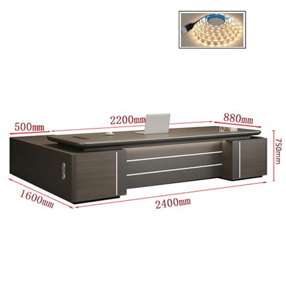 L-Shaped Executive Office Desk with Side Cabinet, Lockable Drawer, view 3