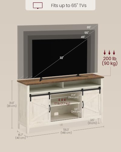 Tall Farmhouse TV Stand, Entertainment Center with Barn Doors, view 5