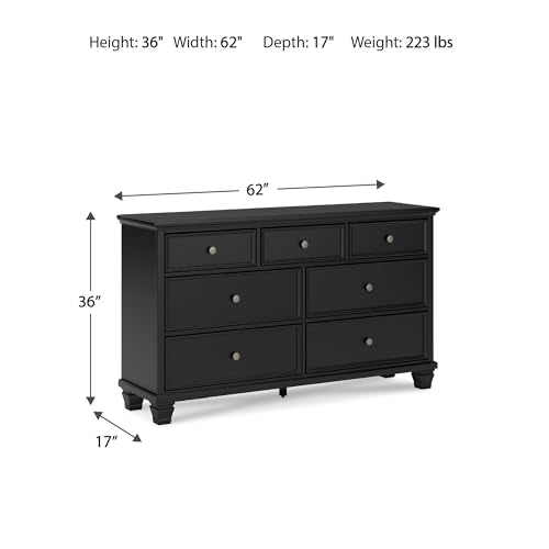Signature Design by Ashley 7 Drawer Dresser, Wide Black, Lanolee, view 4