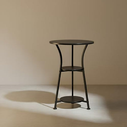 Small Round End Table for Narrow and Small Space, 3-Tier Round Accent Couch Beside Table, Modern Side Table Corner Sofa Table Nightstand for Living Room Bedroom,Black