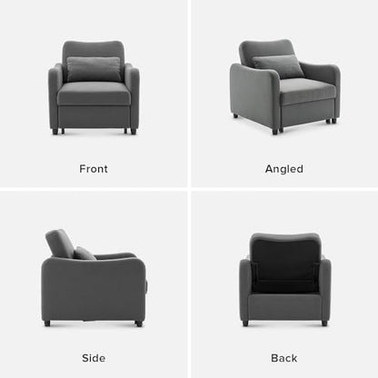 Sophie 4-in-1 Convertible Sleeper Chair Bed, Accent Chair, Chaise Lounge, Comfy Reading Armchair, Pull Out Sofa Bed with Adjustable Backrest for Living Room, Bedroom (Dark Gray Fabric)